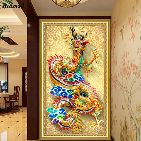 large Chinese dragon  5D DIY mosaic full Square round drill diamond painting crossstitch Diamond 5D Embroidery Wall Art EE1219 ► Photo 1/6