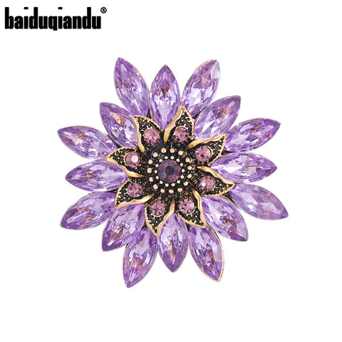 baiduqiandu New Arrival Assorted Colors Crystal Rhinestone Flower Brooch Pins Fashion Dress Accessories Jewelry for Women ► Photo 1/6