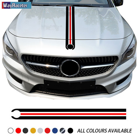 Car Hood Sticker Bonnet Stripes Decal For Mercedes Benz W204 W205 W176 W177 A45 CLA250 W213 W211 C63 AMG A C E CLA GLA GLC CLS ► Photo 1/6