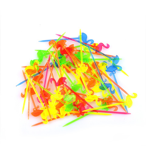 50 PCS/lot Cake Dessert Salad Sticks Cocktail Toothpick Skewer Flamingo Food Picks Buffet Cupcake Fruit Fork Party Supplies ► Photo 1/5