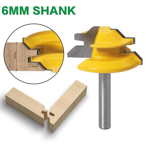 1Pc 45 Degree Lock Miter Router Bit 6mmShank Woodworking Tenon Milling Cutter Tool Drilling Milling For Wood Carbide Alloy ► Photo 1/6