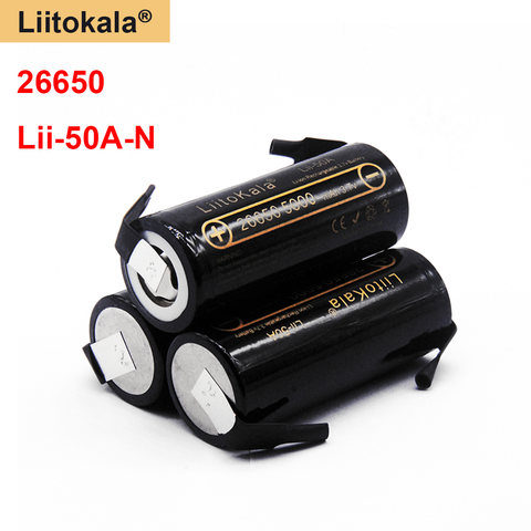 LiitoKala 26650 5000mah  Li-ion  Rechargeable Battery Lii-50A-N 3.7v 26650 battery for Flashlight + DIY nickel ► Photo 1/5