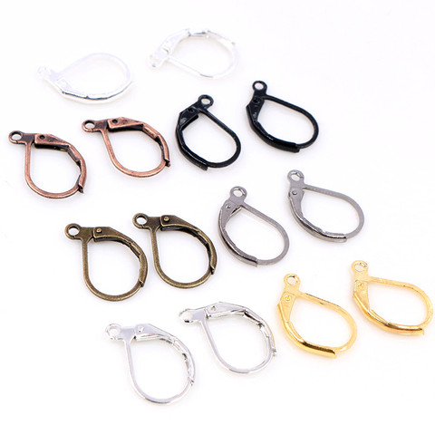 50pcs/lot 15*10mm Silver Gold French Lever Earring Hooks Wire Settings Base Hoops Earrings For DIY Jewelry Making Supplies ► Photo 1/6