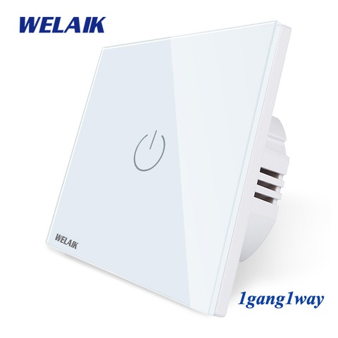 WELAIK UK Touch-Switch Crystal-Glass Panel-Switch Wall-Intelligent Switch-Smart-Switch 1gang-1way LED-Lamp B1911CW/B ► Photo 1/5