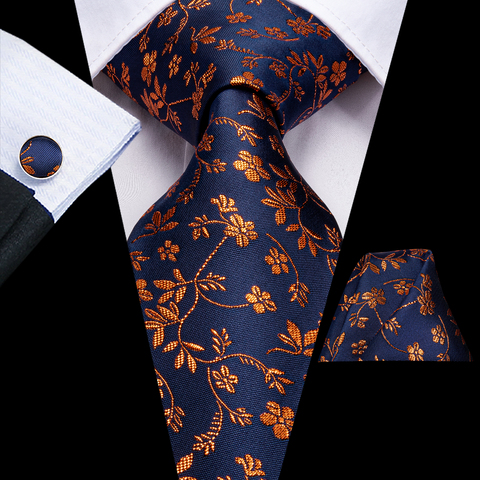 Hi-Tie Luxury Floral Paisley Ties for Men Male Desigenr Red Green Snow Ties for Christmas Adult Silk Tie Hanky Cufflinks Tie Set ► Photo 1/6