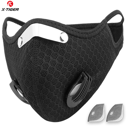 X-TIGER Anti-Pollution Cycling Mask With 2  Filter Activated Carbon Filter Bicycle Sports Masque Lavable Mask PM 2.5 Face Mask ► Photo 1/6