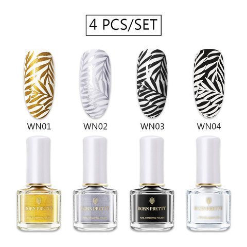 BORN PRETTY 4Pcs 6ml Stamp Nail Polish & Stamping Polish for Stamping Platte Nail varnish 48 Colors DIY Art Tools Stamp Oil ► Photo 1/6