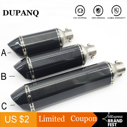 DUPANQ Motorcycle Carbon Fiber AK Exhaust Pipe Muffler For nmax FZ1 R6 R15 R3 ZX6R ZX10 Z900 CBR1000 GSXR1000 PCX125 PCX150 ► Photo 1/6