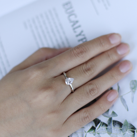 Gem's Ballet Fine Jewelry 925 Sterling Silver White CZ Ring 1.31Ct Cubic Zirconia Pear Solitaire Rings For Women Valentine's Day ► Photo 1/6