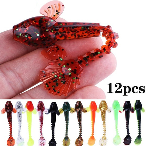 Sougayilang 12PCS/Lot  Soft Lure 4.5g 3.5in 90mm Fishing Swimbait Lure Set Tail Worm Saltwater/Freshwater Fishing Baits  Pesca ► Photo 1/6