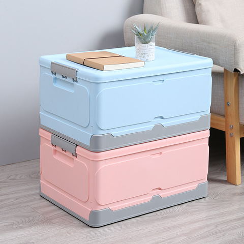 Folding Storage Box Transparent Plastic Books Toys Sundry Container Portable Car Storage Crate Organizer Stackable Storage Case ► Photo 1/5