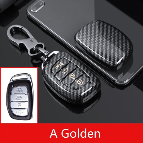 Glossy Carbon fiber ABS Key Case Key Cover For Hyundai Tucson Creta ix25 ix35 i20 i30 HB20 Elantra Verna Mistra 2015-2022 ► Photo 1/6