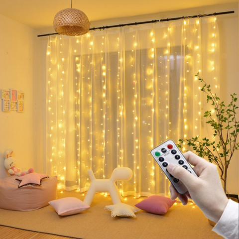Remote LED String Lights Curtain USB Battery Fairy Lights Garland Led Wedding Party Christmas For Window Home Outdoor Decor ► Photo 1/6