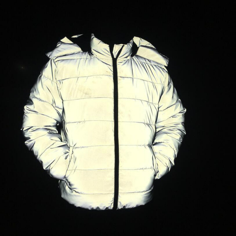 Winter Coat Men/Women Reflective Light Jacket Windproof Stand Cotton Padded Warm Thick Hooded Zipper Female Top Coats Hip Hop ► Photo 1/6