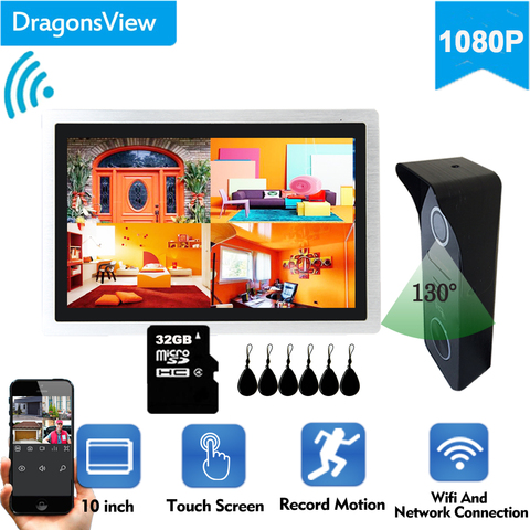 Dragonsview IP Video Door Phone Wireless Wifi Video Intercom 10inch  1080P Smart Doorbell Camera RFID Card Unlock Record ► Photo 1/6