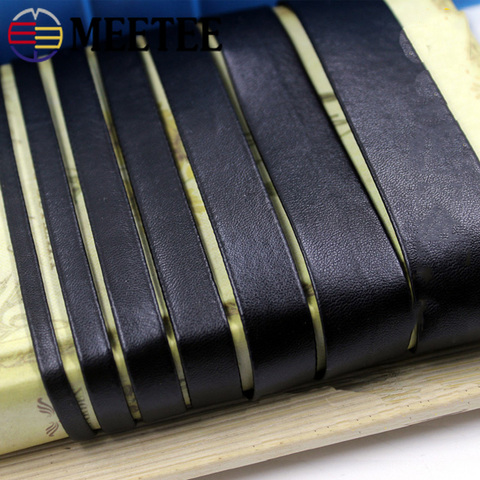 Meetee 5Meter 4-50mm Black Soft Flat Leather Cord String Rope DIY Necklace Bracelet Jewelry Making Clothes Bags Edge Accessories ► Photo 1/6