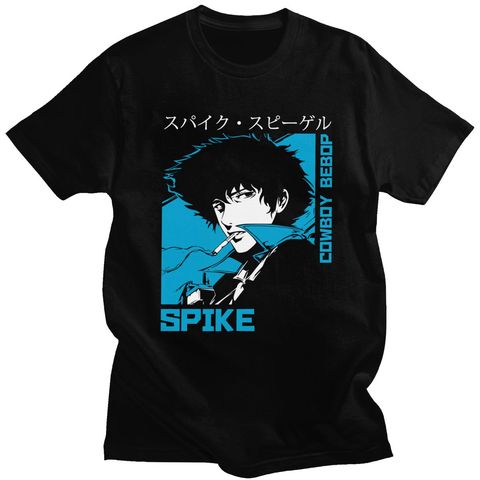 Classic 90s Anime Cowboy Bebop T-shirt Men  Short Sleeve Spike Spiegel Graphic T Shirt Pure Cotton Manga Tee Tops Clothing Gift ► Photo 1/6