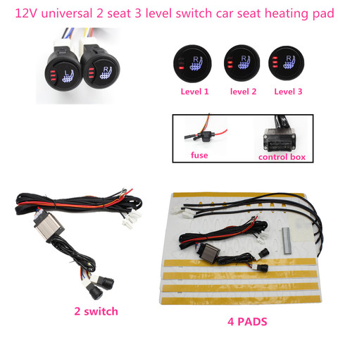 2 Seat Installation 3 Level 12V Alloy wire Universal Car Heated heating Heater Seat Pads Winter Warmer Seat Covers ► Photo 1/6