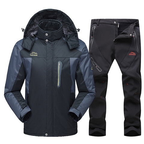 2022 New Ski Suit Men Winter Waterproof Windproof Snow Clothes Men Ski Sets Warm Fleece Jacket Skiing Snowboarding Jacket Suit ► Photo 1/6