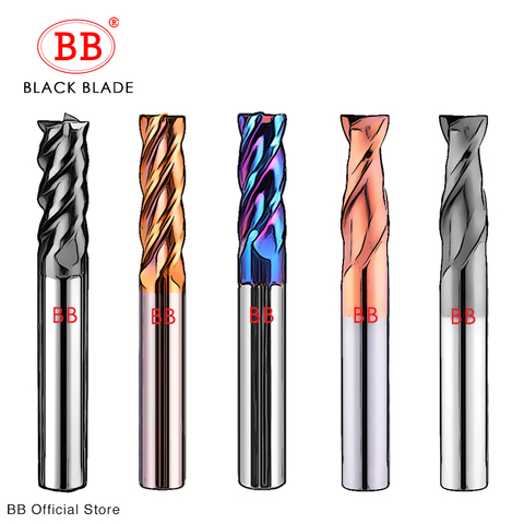 BB cnc Carbide End Mills Tungsten Machine Milling Cutter Tools 2 4 Flute Metal Key Seat Face Router Bit 6 8 12mm Shank HRC55 65 ► Photo 1/6