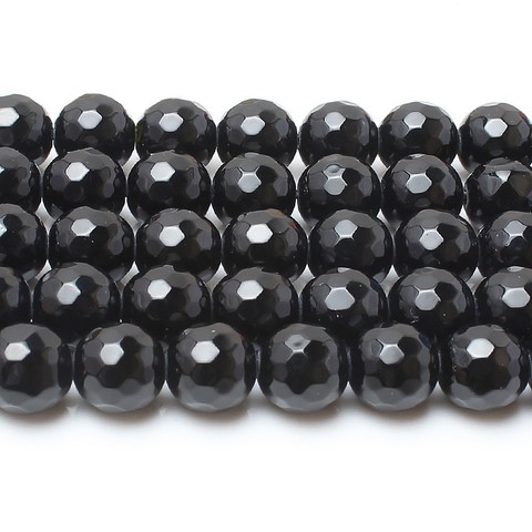 4/6/8/10/12mm Faceted Natural Black Agates Stone Beads Round Loose Beads For Diy Bracelet Accessories Jewellery Making 15 inch ► Photo 1/6