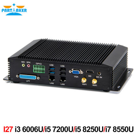 Industrial mini pc intel core i3 6006U i5 7200U i5 8250U i7 8550U with 6COM RS232 RS422 RS485 HDMI VGA GPIO LPT PS2 ports ► Photo 1/6