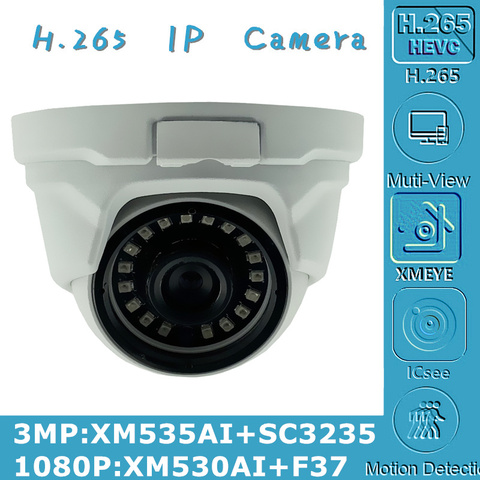 5.0MP 4.0MP 3.0MP 2.0MP H.265 IP Metal Dome Camera 2592*1944 XM550AI+SC335E Onvif CMS XMEYE IRC 18 LEDs Infrared NightVision P2P ► Photo 1/6