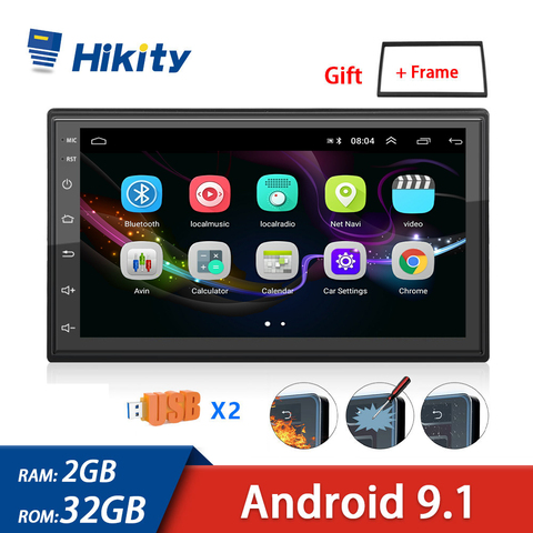 Hikity Android 9.1 2 Din Car Multimedia Player GPS Autoradio 2+32GB  Wifi Car Stereo For Volkswagen Nissan Hyundai Kia Toyota ► Photo 1/5