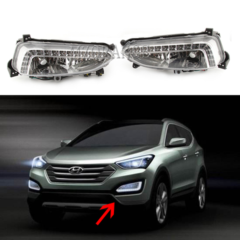 headlight LED DRL for Hyundai Santa Fe IX45 2013 2014 2015 headlights fog lights fog light daytime running lights foglights ► Photo 1/6