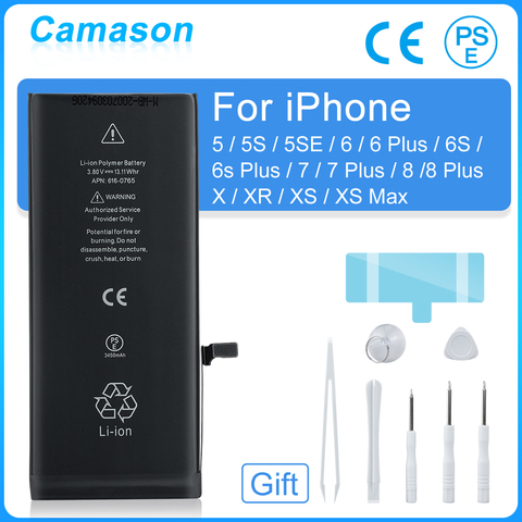 Camason Lithium Battery For iPhone 5 SE 6 6s 5s 7 8 Plus X XR XS Max High Capacity Replacement Batteries for iphone6 ► Photo 1/6