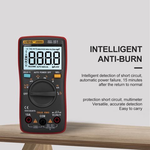 AN8002 6000 Counts True-RMS Digital Multimeter Transistor Capacitor Tester Automotive Electrical Capacitance Meter Temp Diode ► Photo 1/6