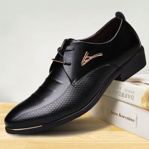 Mazefeng Men Leather Shoes Man Business Dress Classic Style Flats Brown Black Lace Up Pointed Toe Shoe for Men Oxford Shoes 2022 ► Photo 1/6