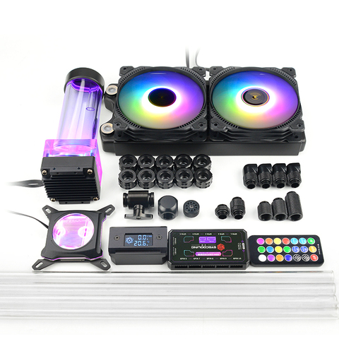 Syscooling All black hard tube water cooling kit, 240 all copper radiator, advanced cooling equipment ► Photo 1/6