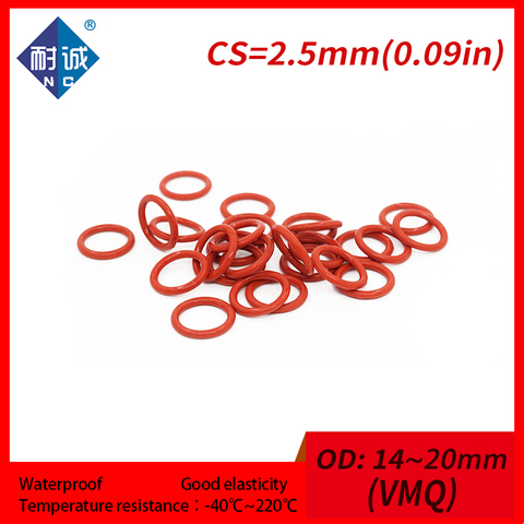 5PCS/lot Silicone rubber oring Red VMQ CS 2.5mm OD14/15/16/17/18/19/20mm Gasket Silicone O-ring waterproof Silica gel ► Photo 1/6