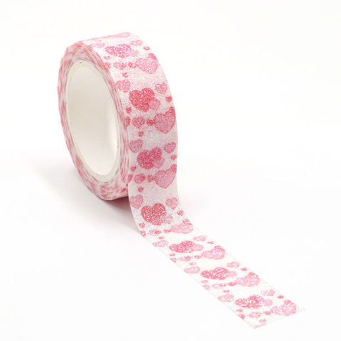 Heart on valentine's day pink sparkle Decorative Adhesive Tape love Masking Tape Diy Scrapbooking Sticker Label Stationery ► Photo 1/2
