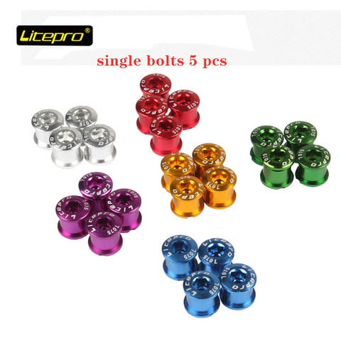 Litepro 5PCS Single Chainring Bolts 7075 Aluminum Alloy M8 Crankset Single Chainwheel Bolts & Nuts Disc Screws for Road Bike,MTB ► Photo 1/6