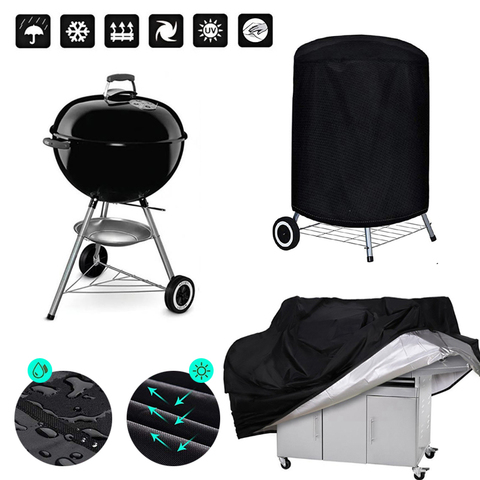 BBQ Cover Outdoor Dust Waterproof Weber Heavy Duty Grill Cover Rain Protective outdoor Barbecue cover round bbq grill black ► Photo 1/6