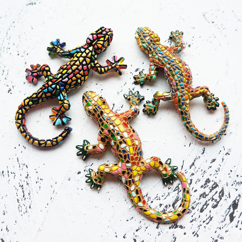 3D Spanish Dominican Republic Tourism Commemorative Mosaic Lizard Gecko Refrigerator Magnets Fridge Sticker for Home Decor ► Photo 1/6