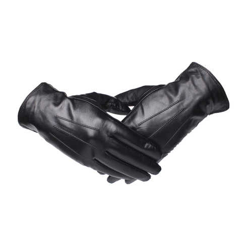 Gours Genuine Leather Gloves for Men Fashion Brand Black Goatskin Finger Gloves Driving Warm In Thick Winter New Arrival GSM043 ► Photo 1/6
