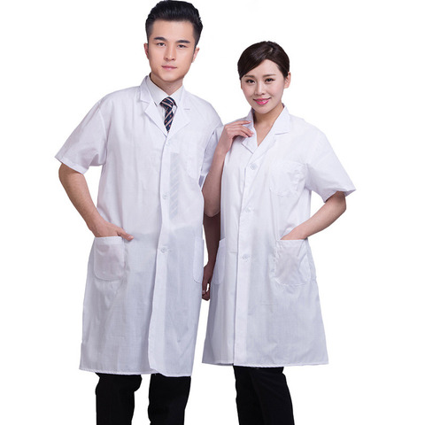 Summer Unisex White Lab Coat Short Sleeve Pockets Uniform Work Wear Doctor Nurse Clothing JAN88 ► Photo 1/6