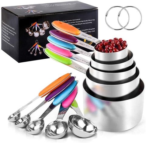 10Pcs Measuring Cups Premium Stackable Kitchen Measuring Spoon Set Stainless Steel Measuring Cups Spoons Set Baking Accessories ► Photo 1/6