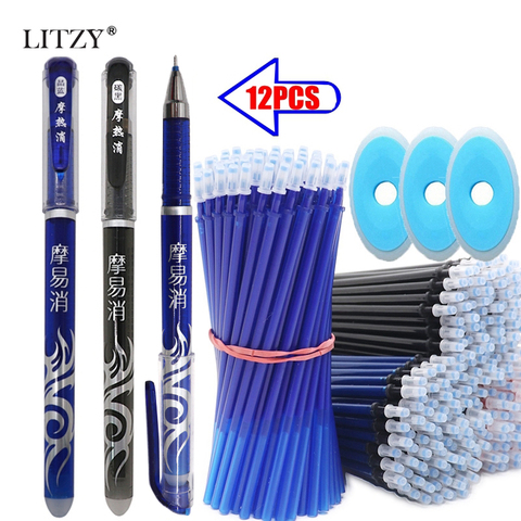 Erasable Pen Refill 12Pcs/Set Office Gel Pen 0.5mm Rod Magic Washable Handle Erasable Pen Blue/Black Ink School Stationery ► Photo 1/6