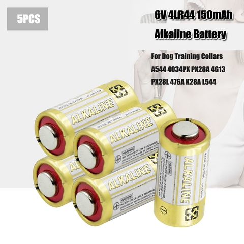 5pcs 4LR44 6V 150mAh Dry Alkaline Battery For Dog Training Collars A544 4034PX PX28A 4G13 PX28L 476A K28A L544 ► Photo 1/5