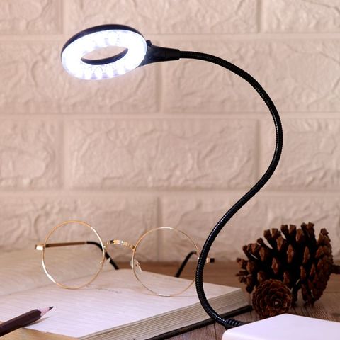 USB Gadgets Ring LED Light USB Table Desk Lamp 5V Bright Bulb Flexible Gooseneck Adjustable Angle Reading Camping Laptop Desktop ► Photo 1/6