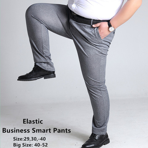 Men Cotton Plus Trousers Sport Pants Casual Thin Elastic Waist Straight Leg Loos
