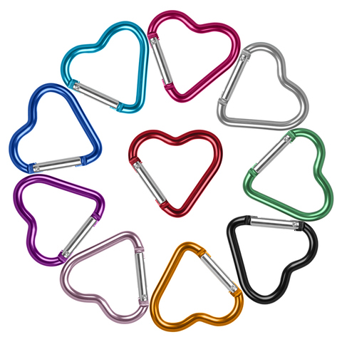 3pcs/set Heart-shaped Aluminum Carabiner Key Chain Clip Outdoor Keyring Hook Water Bottle Hanging Buckle Travel Kit Accessories ► Photo 1/6