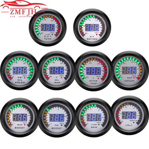 New 52mm Car Digital Gauge Air Fuel Ratio Meter PSI Boost/Water/Oil Temp/Pressure/Tachometer/EGT Gauge with LED Display Gauge ► Photo 1/6