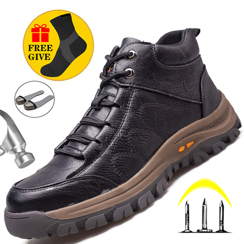 Men Boots Safety Shoes Men Indestructible Work Sneakers Steel Toe Shoes Anti-smashin Work Shoes Safety Boots Men Shoes Footwear ► Photo 1/6