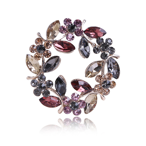 Crystal Metal Garland Brooches Rhinestone Pins For Women Elegant Vintage Fashion Flower Brooch Pins Jewelry Accessories ► Photo 1/6