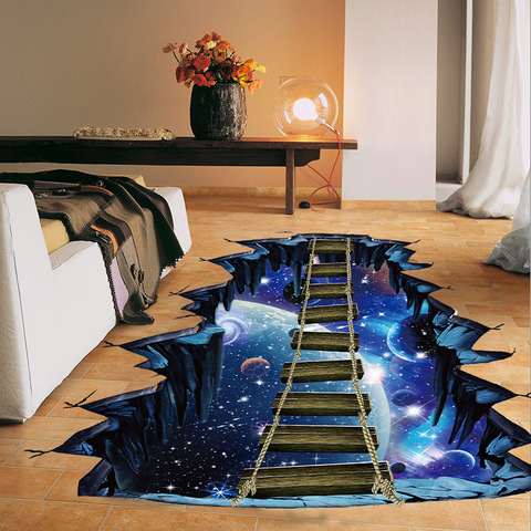 New Large 3D Cosmic Space Wall Sticker Galaxy Star Bridge Home Decoration for Kids Room Floor Living Room Wall Decals Home Decor ► Photo 1/6